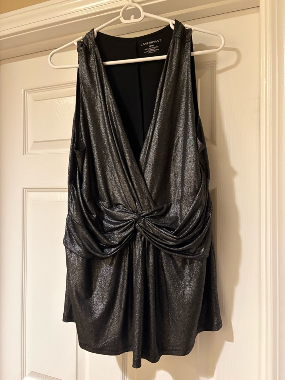 Lane Bryant Black Metallic-Trim Sleeveless Top